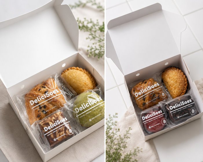 Snack box DeliciSoes berisi pastry dan soes